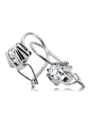 Argent sterling 925 14k 583 Zircon des boucles d'oreilles vec053s Russe Soviétique URSS Style vintage Art Deco style